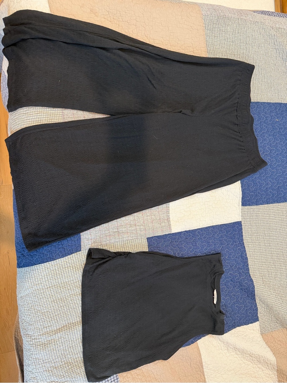 Cable & Gauge Women’s Black Sleeveless Top & Wide-Leg Pant Matching Set XL